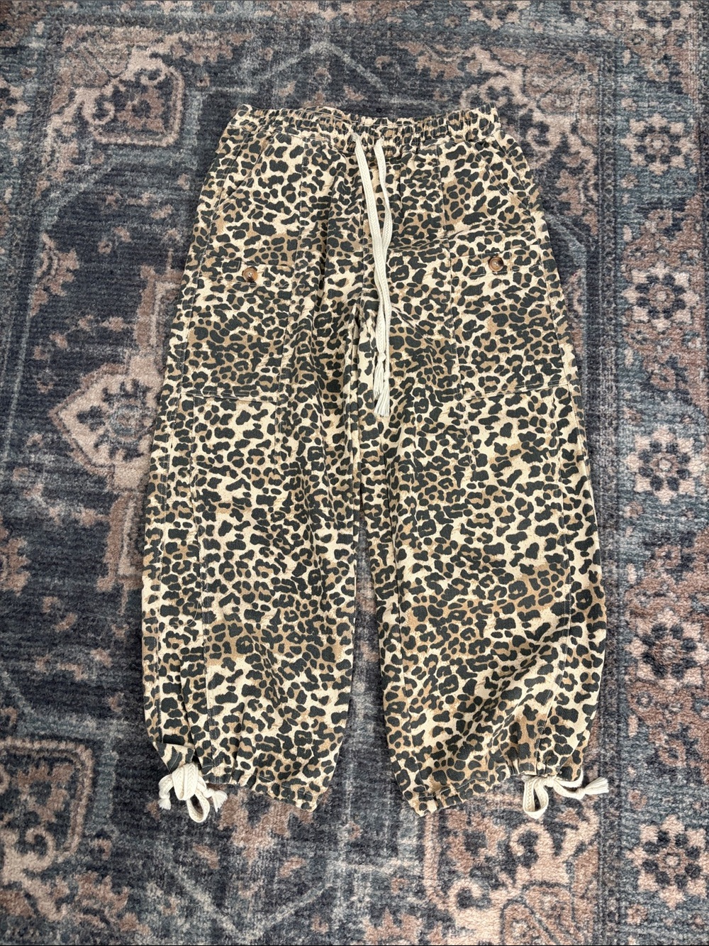 BiBi Leopard Print Track Joggers in Tan and Black